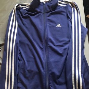 Navy Blue Grey Striped Track Jacket Large